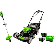 Load image into Gallery viewer, Greenworks PRO 80V 21 Inch Push Mower + 16Inch String Trimmer (2) 2.0 AH Batteries and Charger Included 1314402HD Mower/ String Trimmer
