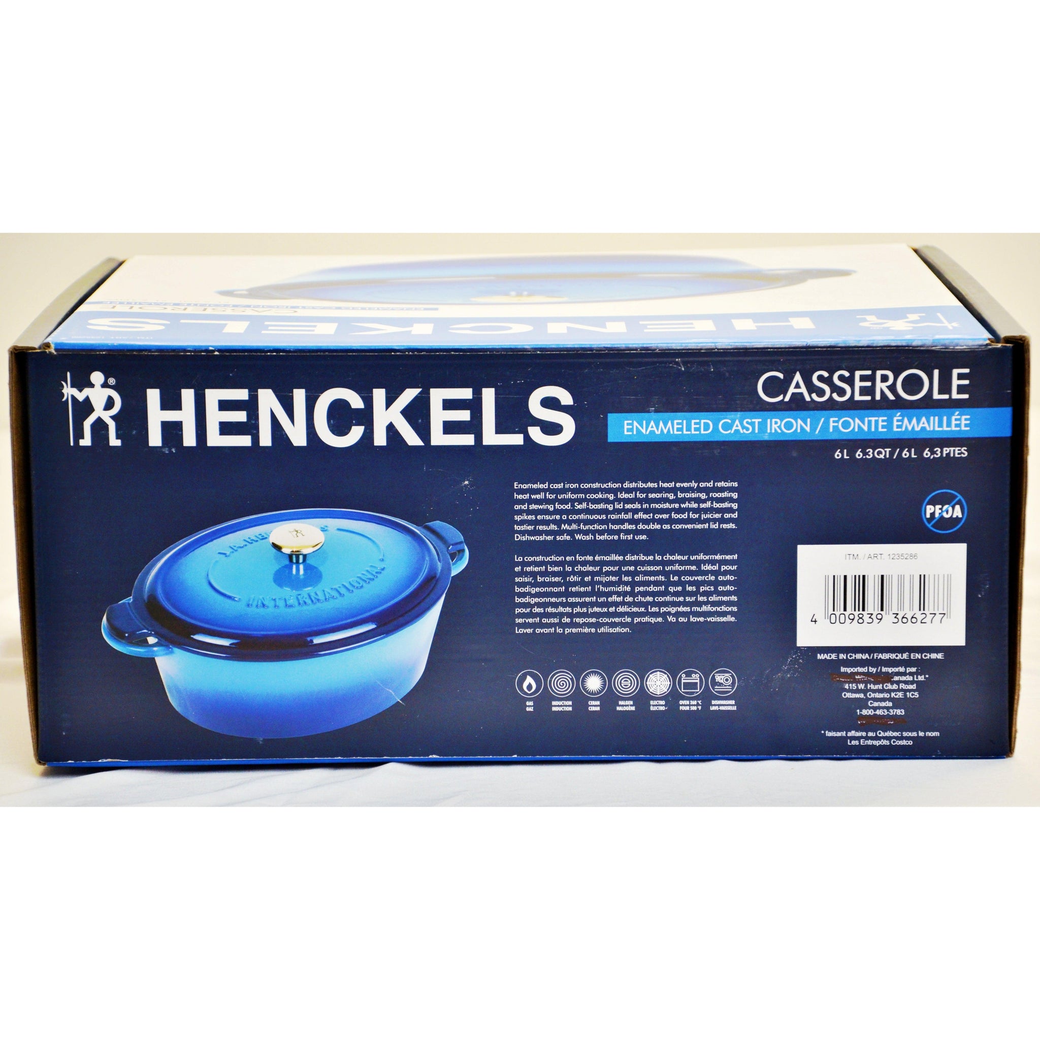 Henckels Enamel Cast Iron Oval Dutch Oven (6L, Blue)