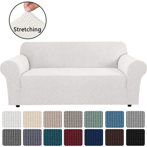 H.Versailtex 1 Piece Stretch Sofa Cover (72' - 96') - Ivory White