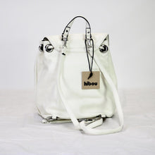 Load image into Gallery viewer, Hibou Leather Drawstring Folk Backpack Cream-Liquidation Store
