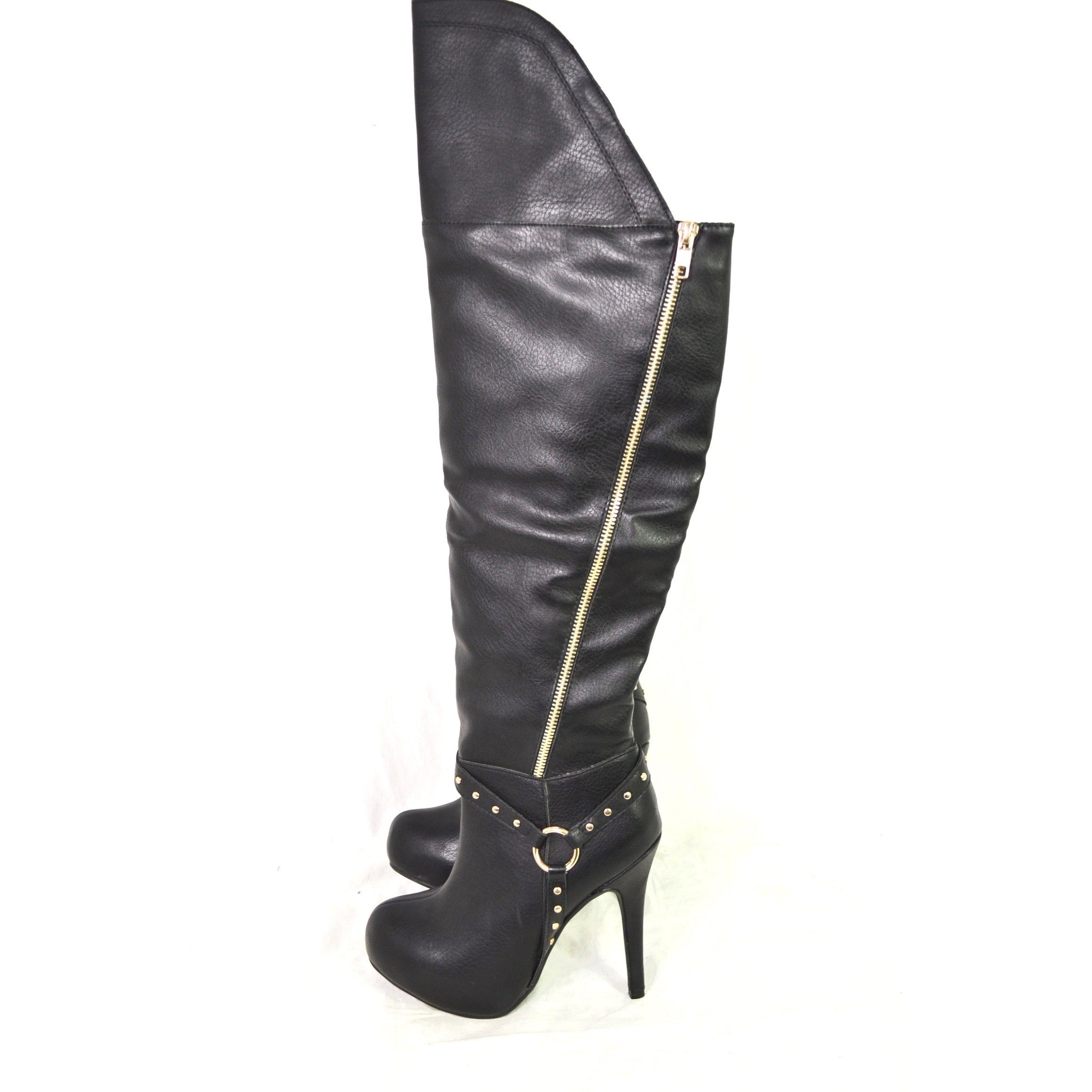 Justfab Luxe Knee High Boots Black – Liquidation Nation