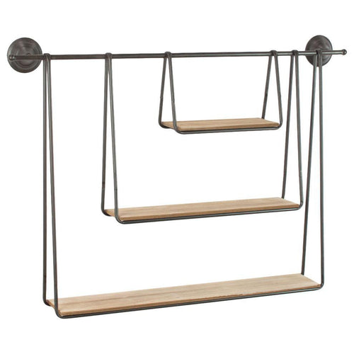 KALALOU Wood and Metal Triple Hanging Shelf