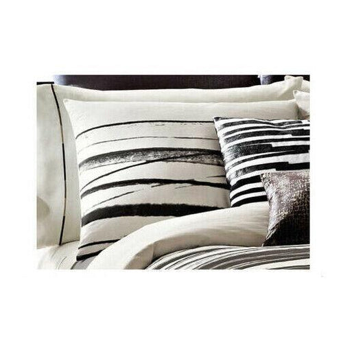 Kenneth Cole Reaction Willow Standard Sham Creme Black Abstract Lines