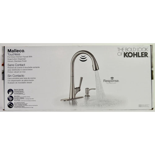 Kohler Malleco Touchless PullDown Kitchen Faucet + Soap Dispenser R77748-SD-VS Stainless Finish