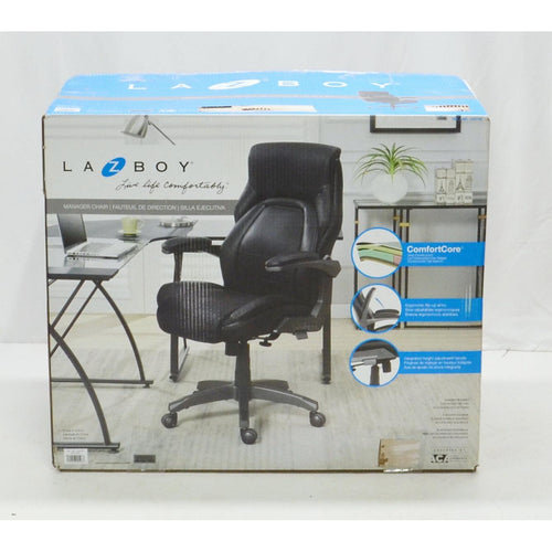 La-Z-Boy Comfortcore Managers Chair w/ Ergonomic Flip Up Arms Black
