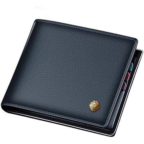 Laorentou Men's Genuine Leather Wallet Navy