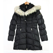 Load image into Gallery viewer, Laundry by Shelli Segal Faux Fur Trim Hooded Puffer Coat Black S
