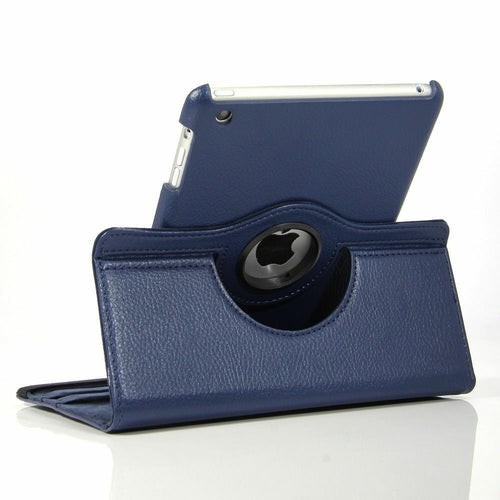 Leather Rotating Case for iPad Dark Blue