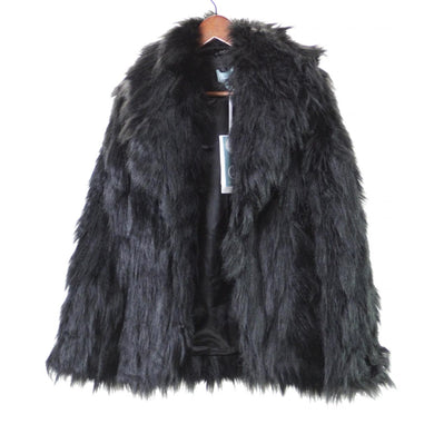 Liz Lange Faux Fur Coat Black Medium