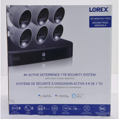 Lorex 4k Active Deterrence 1TB 6 Camera Security System With Smart Motion Detection