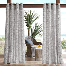 Load image into Gallery viewer, Madison Park Aptos Printed Fret 3M Scotchgard Outdoor Curtain 95&quot; Grey
