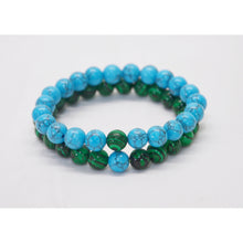 Load image into Gallery viewer, Malachite and Turquoise Women&#39;s Bead Bracelets Green Blue 2pcs
