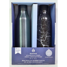 Load image into Gallery viewer, Manna Stainless Steel Insulated 20oz Bottles 2 Pack Dark Green/Black Marble
