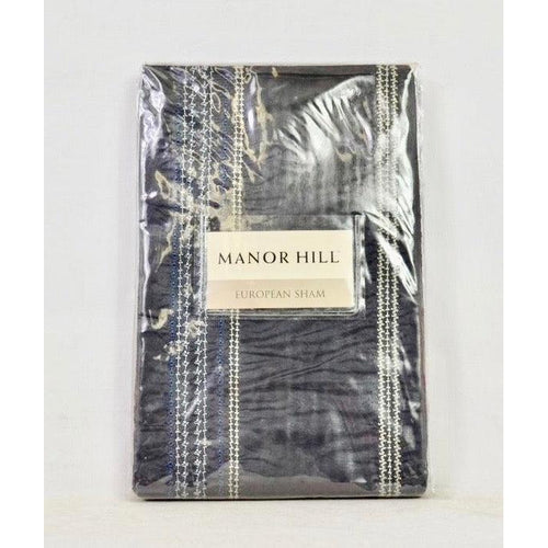 Manor Hill Lana European Pillow Sham Sapphire Blue Embroidered