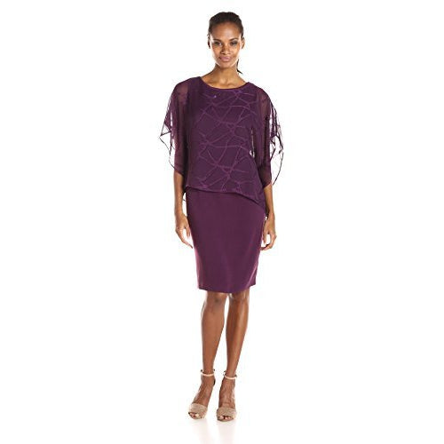 Maya Brooke Women's Geometric Pattern Overlay Dress