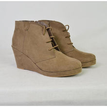 Load image into Gallery viewer, Merona Women&#39;s Terri Lace Up Wedge Booties Taupe 10
