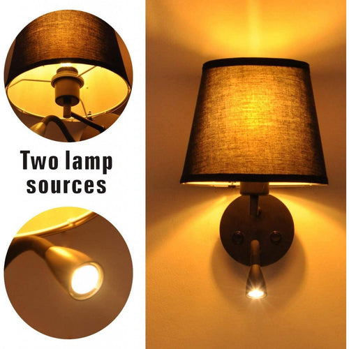 Modern Vintage Adjustable 60+3W LED Metal Wall Lamp - Black