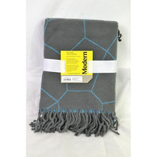 Load image into Gallery viewer, Modern by Dwell Magazine Reversible Throw Blanket Blue/Grey
