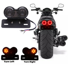 Load image into Gallery viewer, Motorcycle Twin Dual Tail Turn Signal Brake License Plate Integrated LED Lights
