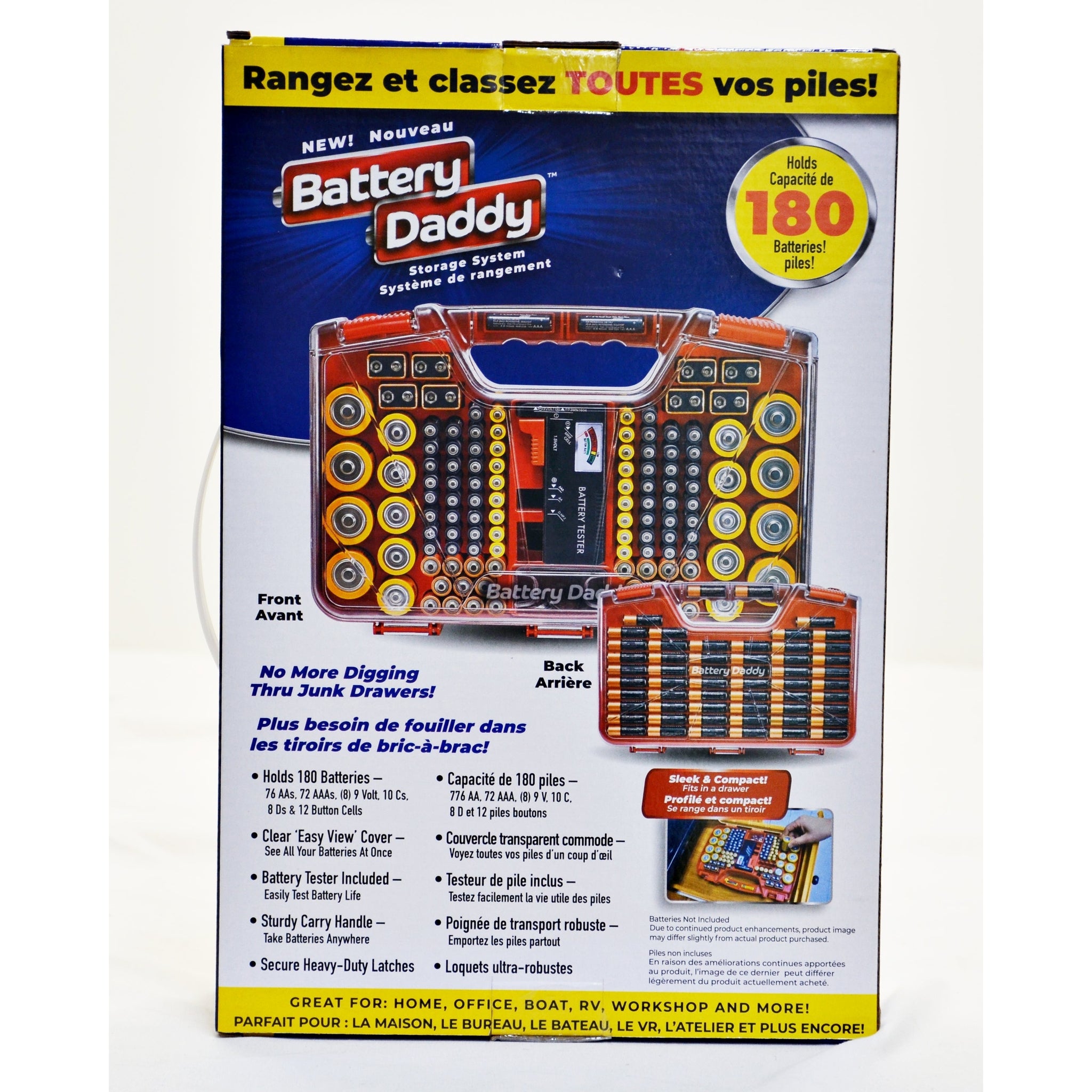 Ontel Battery Daddy Organizer Storage Case with Tester