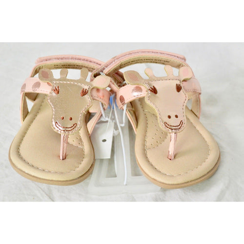 OshKosh Girls' Ezra Giraffe Thong Sandals Rose Gold 4