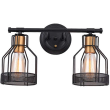 Load image into Gallery viewer, Pauwer Two Light Industrial Metal Wire Wall Sconce Vanity
