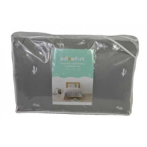 Pillowfort Egyptian Embroidery Comforter Set 2pc Twin Bedding Gray