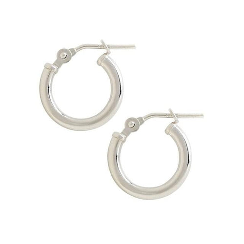 Polished Tube Hoop Earrings 14k White Gold