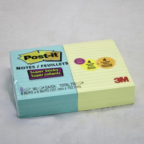 Post-It 3M Super Sticky 4x6 Notes 8 Pack
