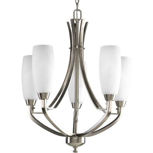 Progress Lighting Chandelier, 5-Light, 60W, Brushed Nickel