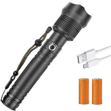 Load image into Gallery viewer, Rechargeable LED Super Bright Black Flashlight
