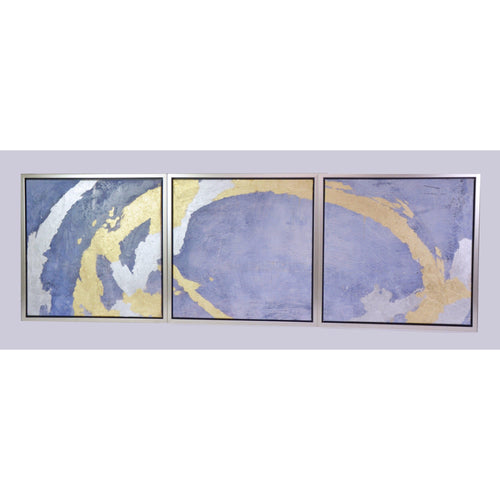 Renwil Framed Triptych Blue & Gold 3 panels 61 cm x 61 cm