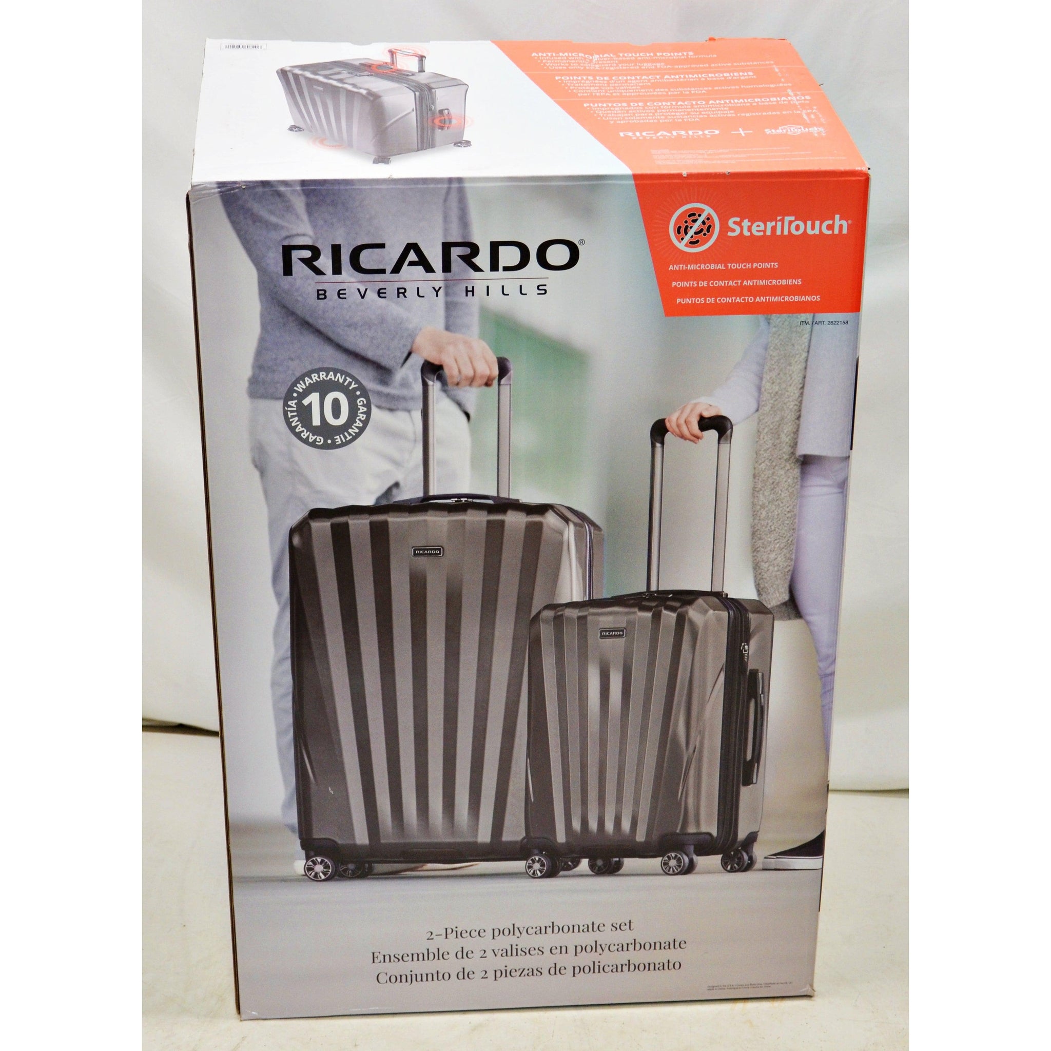 Ricardo Hardside Luggage Set 2 Piece with SteriTouch Handles Grey