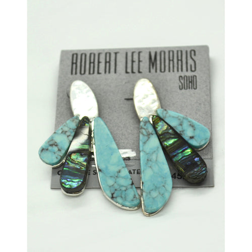 Robert Lee Morris Silver-Tone Turquoise-Look Stone Drop Earrings