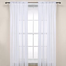 Load image into Gallery viewer, Rod Pocket Sheer Window Curtain Panel 63&quot; White
