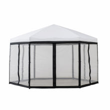 Load image into Gallery viewer, SUNJOY 11 FT. X 11 FT. White and Black Folding Hexagon Steel Gazebo
