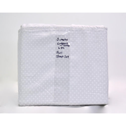 Serene Organic Cotton 300 Thread count Full 6 Piece Sheets Nouveau Dot Gray