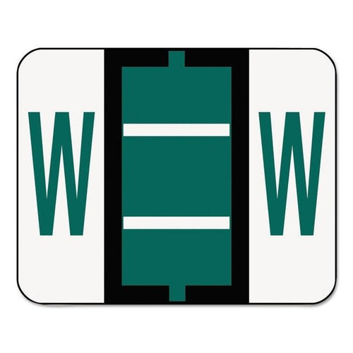 Smead A-Z Color-Coded Bar-Style End Tab Labels, Letter W, Dark Green (67093)
