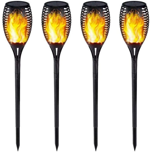 Solar Torch Lights 4 Pack Path Light w/ Flickering Flame