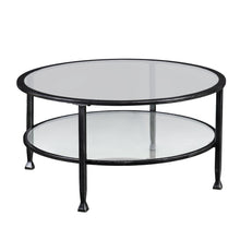 Load image into Gallery viewer, Southern Enterprises Jaymes Black Metal/ Glass Round Cocktail Table
