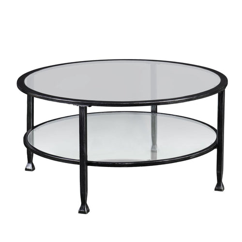 Southern Enterprises Jaymes Black Metal/ Glass Round Cocktail Table
