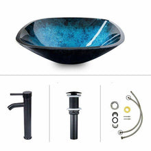Load image into Gallery viewer, Square Glass Bowl Vessel Sink with Faucet &amp; Pop Up Drain Combo-Liquidation Store
