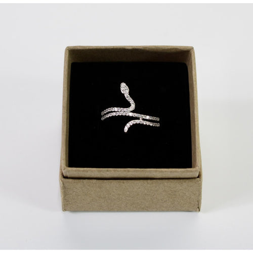 Sterling Silver & Crystal Serpent Ring Size 10
