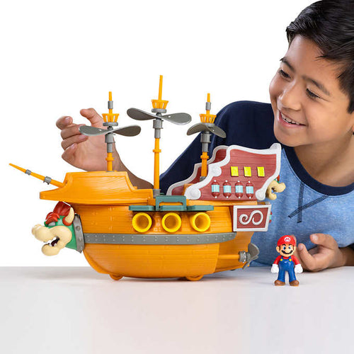 Super Mario Deluxe Bowser Airship Playset with 5 Figures