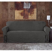 Load image into Gallery viewer, Sure Fit Suede Twill Loveseat Slipcover in Grey
