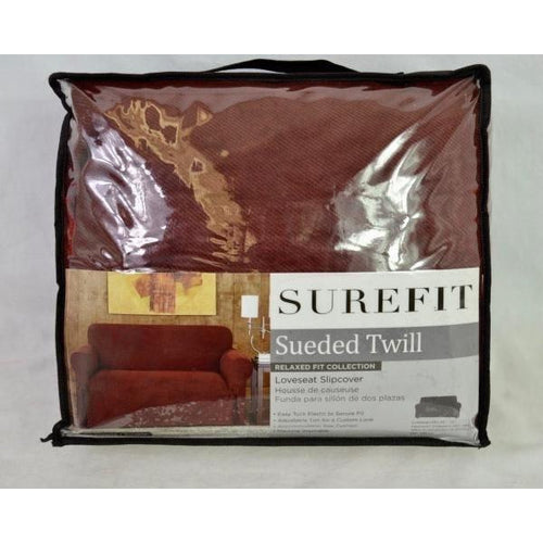 Sure Fit Sueded Twill Relaxed Fit Collection Loveseat Cover Sangria