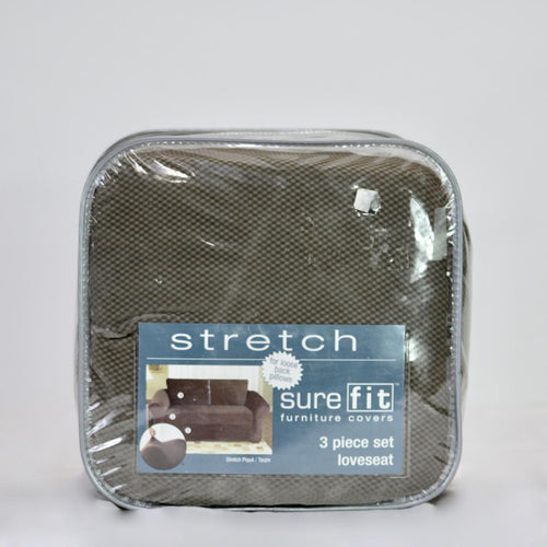 SureFit Furniture Covers - 3 Piece Loveseat Cover Set - Taupe