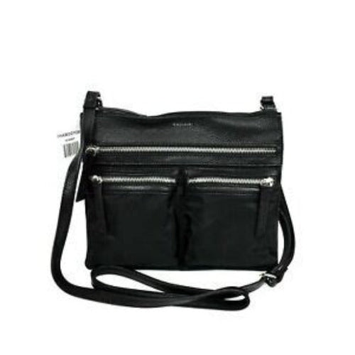 Tahari Women's Genuine Cow Pebble Leather Crossbody Bag Black