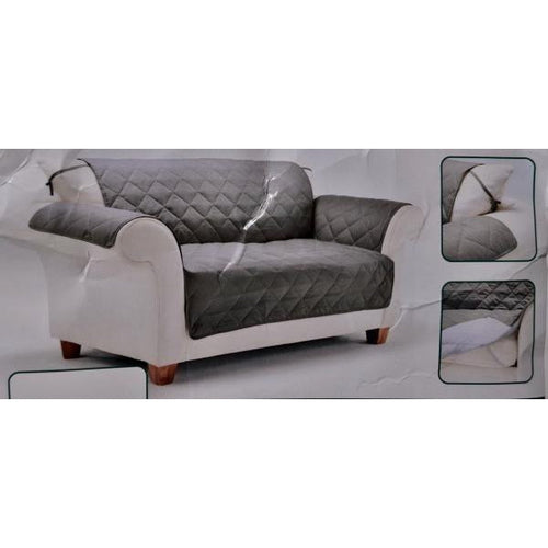 Tailor Fit No Shift Diamond Quilted Sofa Furniture Protector in Pewter