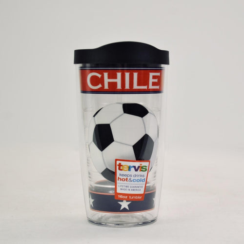 Tervis 16 oz wrap with travel lid Chile Soccer